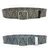 Cinturón Ancho para Mujer Versátil Europeo y Americano Tejido de Paja Hebilla de Pin Cinturilla sin Agujeros para Faldas Abrigos Elástico Decorativo Cinturón de Cuero