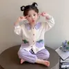 Pijama de Algodón para Niñas Primavera y Otoño Conjunto de Cárdigan de Manga Larga para Niños Aliento de Primavera Estilo Princesa para Bebé Ropa de Casa