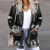 Nuevo Estilo Europeo y Americano Temu Cárdigan de Punto Holgado con Bolsillos y Estampado Vintage de Halloween para Mujer Fuente de Suministro