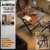 Mesa de comedor plegable de madera maciza, rectangular, para apartamentos pequeños, mesa y sillas de comedor para uso doméstico, modelo nuevo 2025, adecuada para viviendas de alquiler
