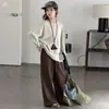 Conjunto casual de camiseta larga de manga larga holgada y pantalones de pierna ancha para niña