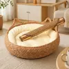 Ninho de palha artesanal para pet, ninho de gato, ninho de cachorro, adequado para todas as estações, resistente ao desgaste e a arranhões, cama de dormir de gato trançada, suprimentos para animais de estimação no atacado