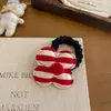 Acessórios de Cabelo Elegantes para Meninas com Estampa Xadrez Floral Vermelho Presilhas Versáteis Scrunchies Listrados de Alta Qualidade Elásticos de Cabelo Grampos de Cabelo