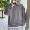 Moletom polo de veludo cotelê com zíper parcial para homens, marca da moda de outono, streetwear estiloso e descolado para jovens, jaqueta com gola de lapela listrada