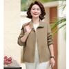 Casaco Jaqueta de Meia-Idade para Mães, Cor Sólida Gola Virada para Baixo, Blusa Feminina de Meia-Idade, Cardigã Casual Trench Coat Elegante e Rejuvenescedor