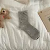 Calcetines Apilados de Lunares Calcetines de Media Pantorrilla Personalizados Primavera/Verano Delgados Estilo Coreano Dulce Dobladillo Enrollado Niña Estudiante Calcetines de Mujer de Puntos