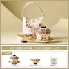 Fabricante Die Lianhua Gato Lindo Portátil Viaje Juego de Té Exterior Una Persona Beber Cerámica Tapa Taza de Té Juego Taza Rápida