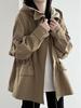 Gabardina caqui con capucha estilo británico para mujer, otoño, abrigo corto pequeño, top holgado casual retro