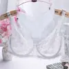 Traje de sujetador europeo y americano con aro de acero sexy ultra delgado transparente completo de encaje cómodo ropa interior sujetador para dormir talla grande delgado