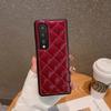 Funda plegable para Samsung Z Fold5, de piel brillante, con diseño rombal y bordado para mujer, ZFOLD4