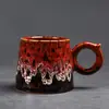 Juego de Taza y Platillo para Café Hecho en Horno Taza de Cerámica Taza Creativa para Arte Latte Taza Retro para el Té de la Tarde Taza con Asa Colgante