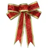 Decoraciones de Lazo Rosa con Purpurina Dorada, Roja, Plateada de 15 cm para Navidad, Adornos Colgantes, Accesorios para Árbol de Navidad, Lazos de Navidad