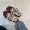 Sapatos Mary Jane com Forro de Lã Brisa Suave da Noite para Mulheres, Mocassins, Sapatos de Algodão, Vestuário Outdoor Outono e Inverno 2025, Sapatos Simples de Camurça, Sapatos Peludos