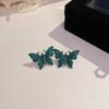 Aretes de mariposa modernos flash mariposa de diamantes completos aretes colgantes de mariposa aguja de plata 925 elegantes aretes ins modernos aretes de hada modernos para mujer