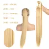 Coleta de Cabello Sintético Estilo Europeo y Americano para Mujer, Se Puede Atar en una Cola de Caballo Alta, Trenza de Cabello Largo Recto Natural, Coleta de Peluca de Fibra Sintética
