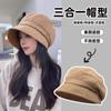 Boina de Gamuza para Mujer para Primavera y Otoño, Moderna y a la Moda, Sombrero Holgado Estilo Japonés, Sombrero de Pescador Octagonal para Cabeza Grande