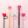 Día de San Valentín amor caricatura linda tapa para popote tapón de polvo para popote de silicona taza rosa 8/10MM funda para popote