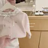 Estilo Coreano Meninas Outono Novo Doce Chique Renda Tricô Cardigã Bolinhas Calça Casual Versátil Conjunto de Duas Peças