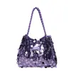Bolsa de Lantejoulas com Design Moderno 2026 Nova Casual Grande Capacidade Elegante Bolsa de Ombro Bolsinha de Braço Tendência Personalidade Bolsa de Mão