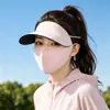 Mascarilla de Protección Solar para Mujer, Sombrero de Protección UV para Cara Completa, Protección Integrada para el Cuello, Mascarilla Facial para Ciclismo y Conducir, Mascarilla Parasol de Seda de Hielo