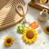 Colgante de Cheongsam Tejido, Colgante de Bolso Hecho a Mano Puro, Llavero con Diseño de Bandera, Llavero con Colgante de Girasol