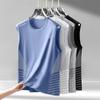 Chaleco de Seda de Hielo para Hombre, Moderno, Delgado, Transpirable, de Secado Rápido, Deportivo, Casual, Chaleco Ancho, Ropa Exterior, Camiseta sin Mangas de Cuello Redondo para Hombre, Verano