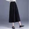 Falda midi plisada con patchwork para mujer, nuevo estilo otoño/invierno 2026, de cintura alta, línea A que cubre las caderas, elegante y estiliza