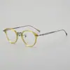Óculos de Titânio Lisos Essenciais com Armação Pequena de Acetato Fashion T8002 para Estudantes Universitários, Podem Ser Equipados com Lentes de Grau e Proteção contra Luz Azul