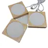 Luz de Noche de Madera Maciza Acrílica Base Luminosa de Madera Cuadrada LED Soporte de Lámpara de Carga Interruptor USB Luz de Noche