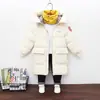 Inverno novas roupas acolchoadas de algodão infantil roupas acolchoadas de algodão médio e longo para meninos e meninas Versão coreana de casaco jaqueta acolchoado de algodão com capuz grosso atacado