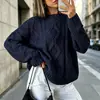 Website independente transfronteiriço europeu e americano outono e inverno novo cor sólida solto casual gola redonda suéter de tricô trançado para mulheres