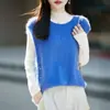 Chaleco de punto de lana cepillada para mujer, sin costuras, de cuello redondo y sin mangas, perfecto para usar en capas y como prenda exterior