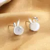 Nuevos Pendientes de Conejito Lindos con Piedra Ojo de Gato para Mujer Pendientes Retro Tendencia China Pendientes de Lujo Ligero Venta al por Mayor