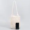 Bolsa Tejida a Mano con Hilo de Algodón para Mujer, Bolso Grande de Playa 2024 Nuevo, Bolso de Hombro Tipo Cubo para Vacaciones de Verano
