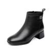 [Liquidación] Botines Cortos de Mamá Zapatos de Mujer Estilo Otoño e Invierno Piel Genuina Para Mujeres de Mediana Edad Tacón Medio Cálidos Forrados de Borrego Antideslizantes Zapatos de Piel para Mujer