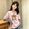 Camiseta de manga larga para niña, algodón puro, top estampado lindo para primavera y otoño, colección de otoño, diseño de look en capas, ropa para niñas