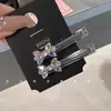 Tiro Real de Pinza para el Cabello Rosa con Lazo de Pedrería Resistente de Dongdaemun Coreano, Pinza de Pico de Pato de Gama Alta, Pinza para Flequillo, Accesorio para el Cabello para Mujeres