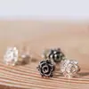 Pendientes de Botón con Forma de Rosa para Mujer, Plata de Ley S925, Estilo Vintage, Sencillos y de Moda, Versátiles, Pendientes Florales Estilo Bosque Fresco