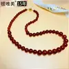 Cadena de clavícula de ágata roja natural de plata S925, collar ligero de lujo de nicho, hecho a mano, con cuentas, regalo para mujer