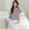 Pijama Chunbaifen para Mujer de Hilo de Algodón Colorido para Primavera y Otoño Conjunto de Cárdigan de Manga Larga de Modal de Otoño Se Puede Usar Fuera de Casa Ropa para el Hogar
