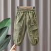 4247 Pantalones de Primavera y Otoño para Niños 2026 Nuevo Estilo Coreano Algodón Sueltos Casuales para Niños Cargo Largos Modernos