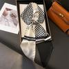 Cachecol longo estreito, cachecol de camisa, cachecol pied-de-poule, imitação de seda de camada dupla, bolsa de gravata feminina de outono e inverno, gravata de cabelo de primavera e verão