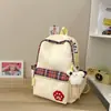 Mochila Bloque de Color Gris Ceniza Claro Rojo Retro a Cuadros Bordado de Letras Colorido Estilo Escolar Enérgico Estudiante Femenina Fiesta Escolar Bolso Escolar