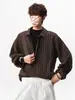 Estilo Old Money Camisa Retro a Rayas Hombre Otoño Sensación de Alta Gama Camisa de Manga Larga Sensación Relajada Canalla Guapo Solapa Ropa Exterior Superior