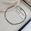Colar de contas de arroz preto Bow Beaded Colar Doce Cool Spice Girl Estilo Clavícula Cadeia Simples Colar Pulseira