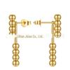 Aço titânio banhado a ouro 18K Europeu e americano metal pequena bola de aço móvel brincos de estilo de moda personalizados E211265