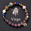 Pulsera Transfronteriza Europea y Americana de Ocho Planetas y Doce Signos del Zodiaco Colgante de Acero Inoxidable Piedra Natural Pulsera de Cuentas Hecha a Mano para Pareja para Mujeres