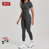 Europeo y Americano Otoño e Invierno Tridimensional Sin Espalda Ajustado Manga Corta Pantalones Una Pieza Deportivo Una Pieza Yoga 88201