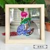 Marco de madera maciza de doble cara con vidrio transparente, marco de fotos de papel cortado en flanela, decoración, regalo portátil para asuntos exteriores en el extranjero, estilo chino
