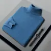 Nuevo Suéter de Cachemira para Hombre Otoño e Invierno 2024 Cuello Alto Color Liso Básico Camiseta Interior Cálida Casual de Negocios para Hombre de Mediana Edad